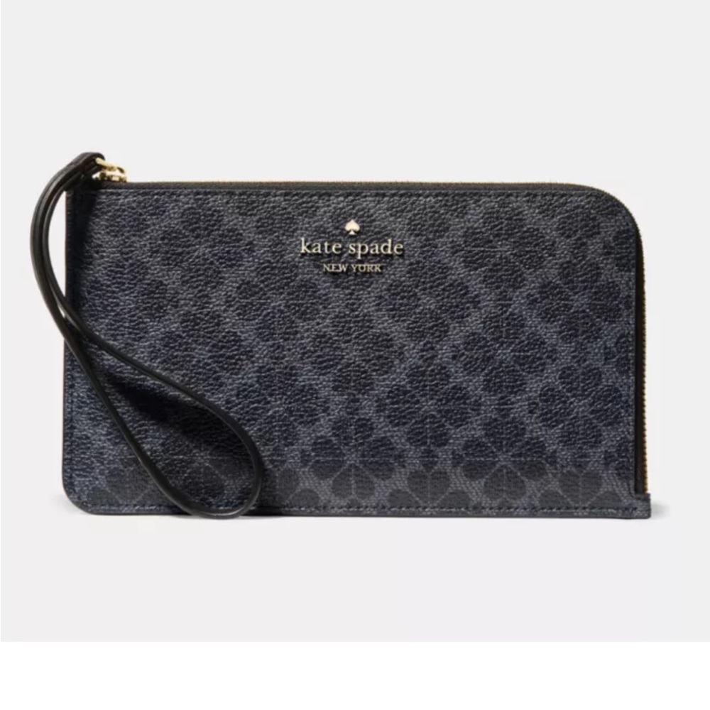 NWT Kate Spade Medium LZip Gray Wristlet